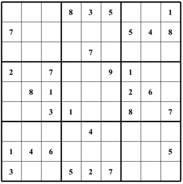 Blank Sudoku Chart