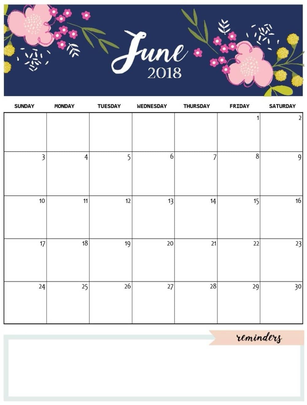 June 2018 Calendar Table Quote Images HD Free