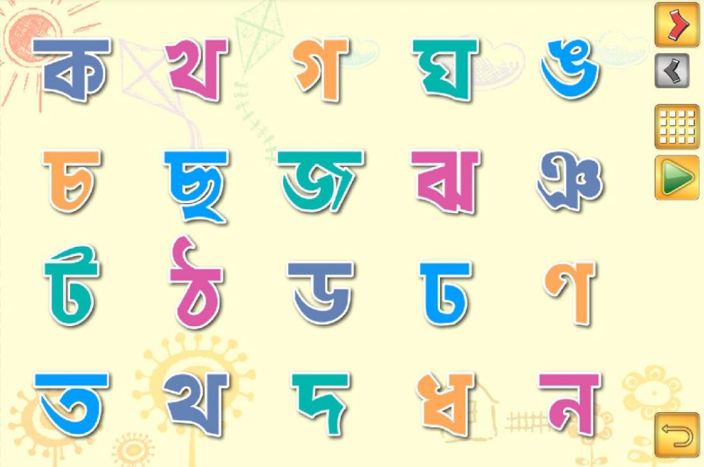 bengali alphabet chart with english