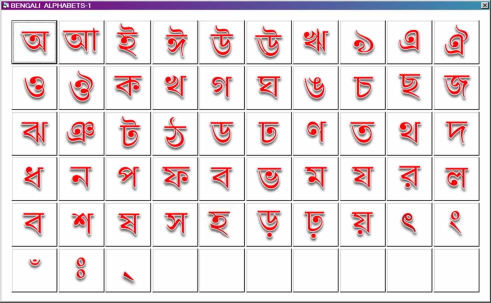 bengali written alphabet