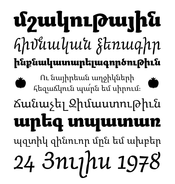 Free Armenian Font Chart