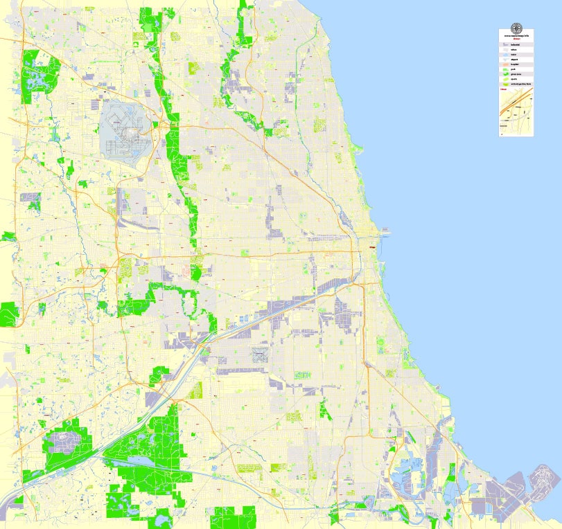 Chicago Street Map Vector