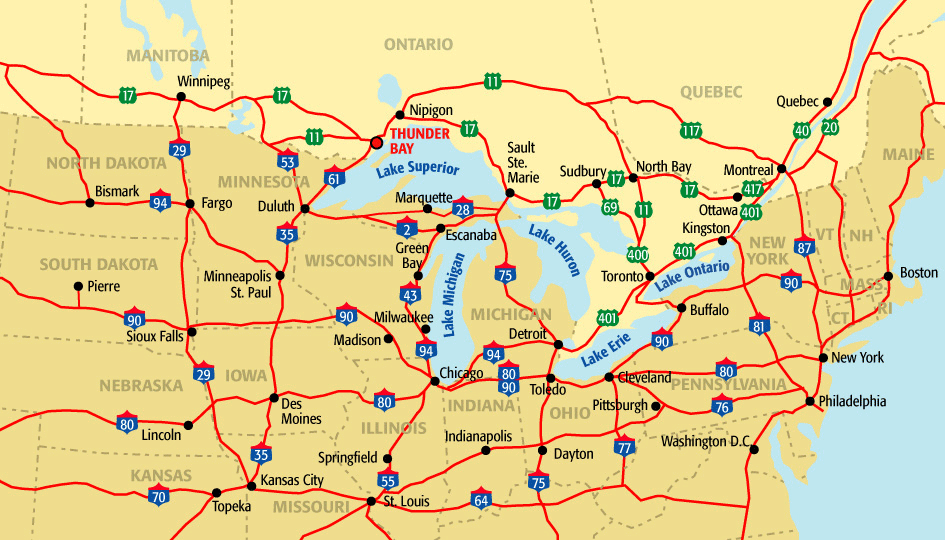Driving Map of Canada