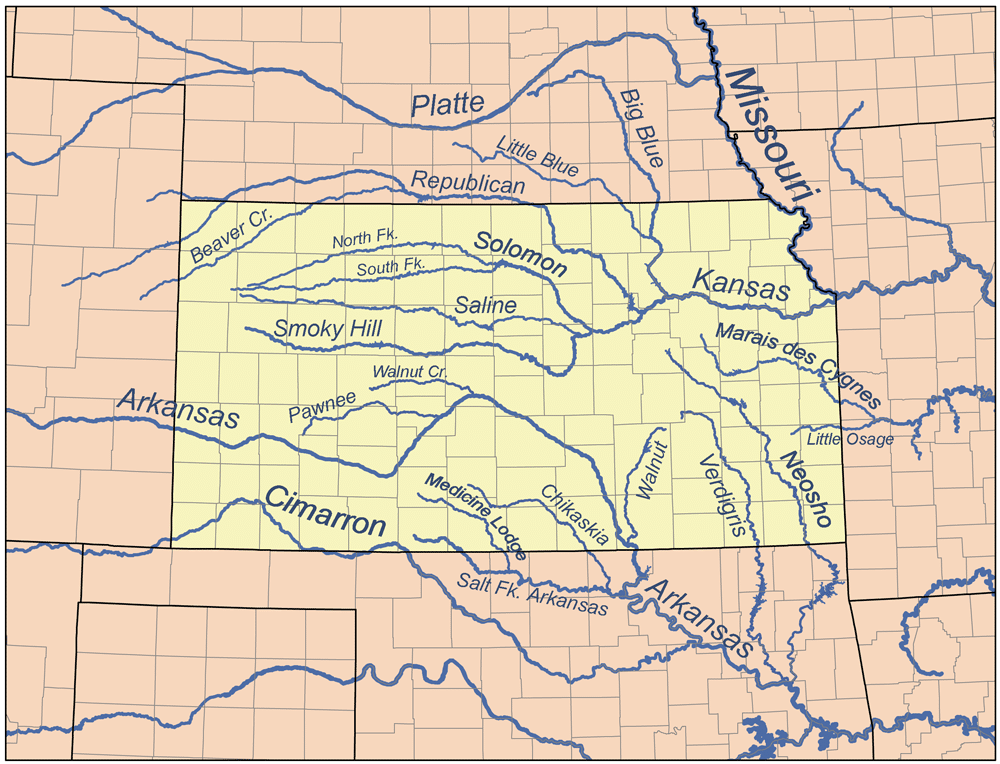 Kansas Map Rivers