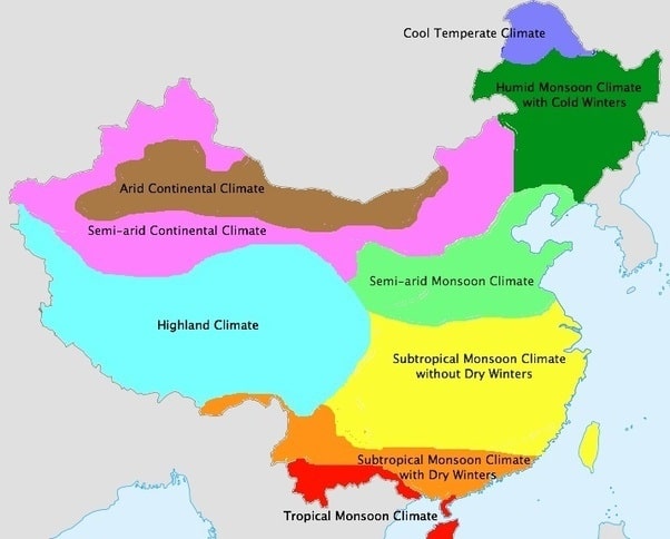 Map of China Climate