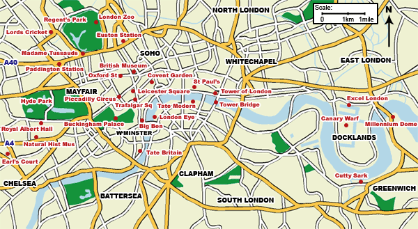 Map of London Hotels