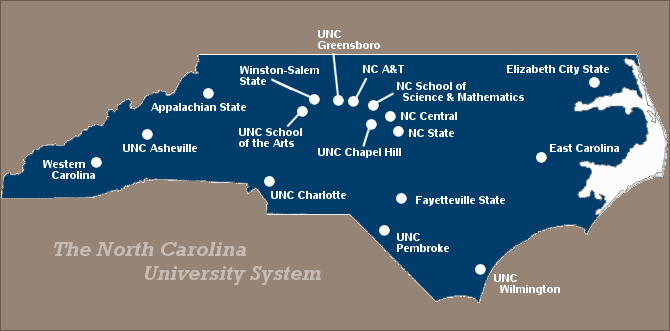 Map of North Carolina Colleges