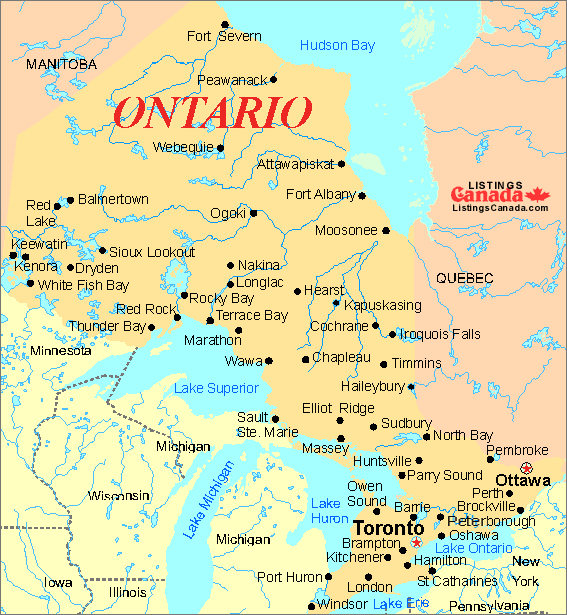 Map of Ontario Towns