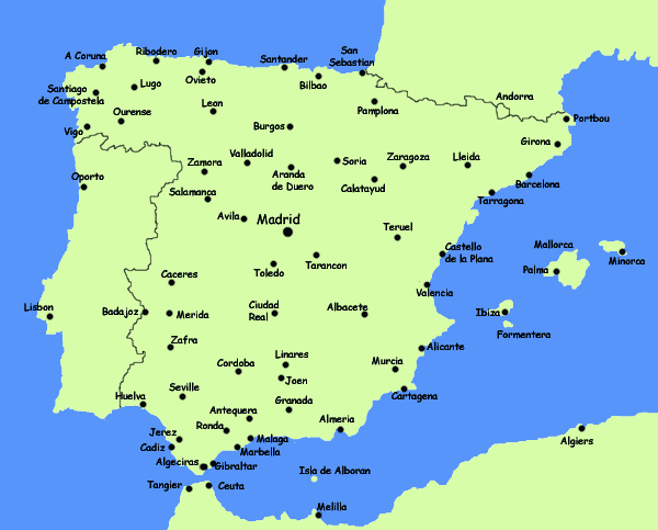 Map of Spain Coast
