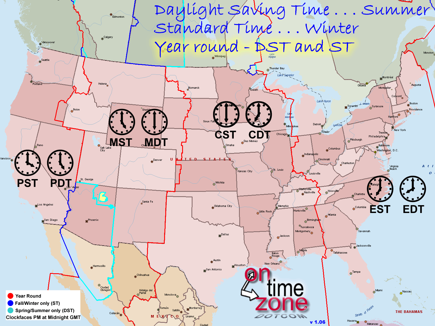Map of United States Time Zone