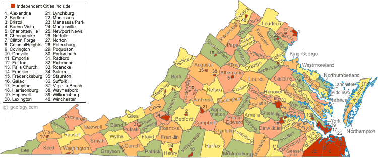 Map of Virginia States