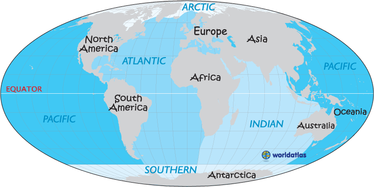 Map of World Oceans