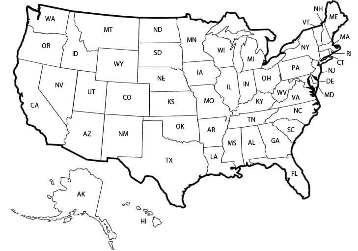 United States Map Drawn