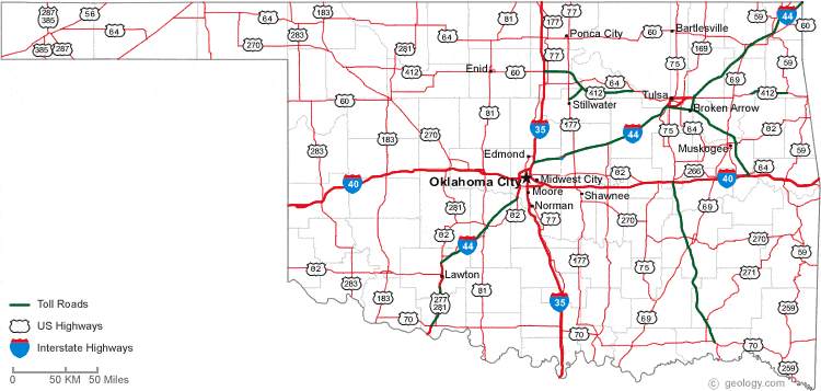 Oklahoma State City Map