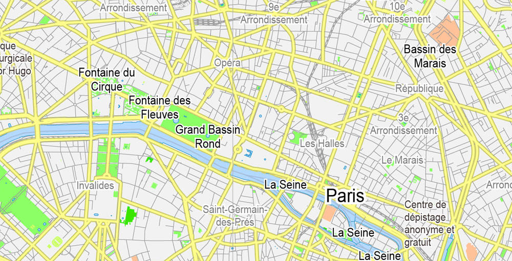 Paris City Street Map