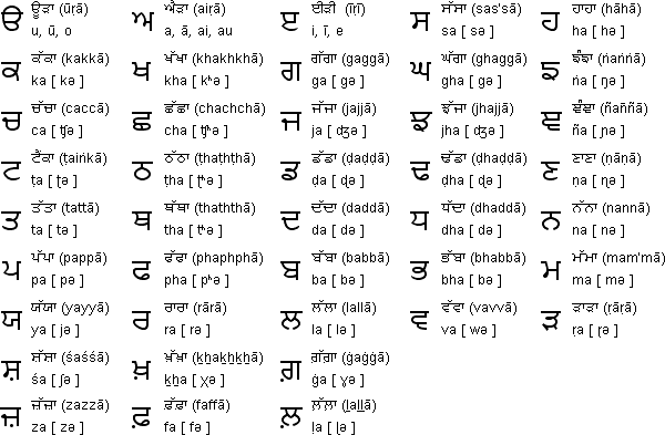 Punjabi Language Alphabet Oppidan Library