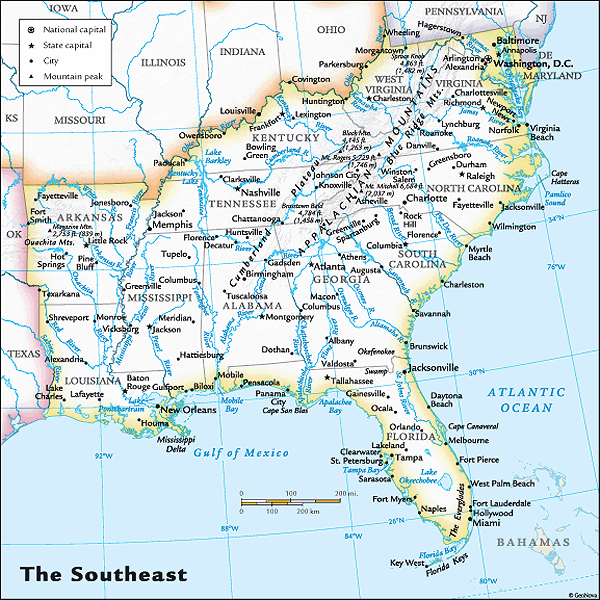 Southeast Usa Road Map