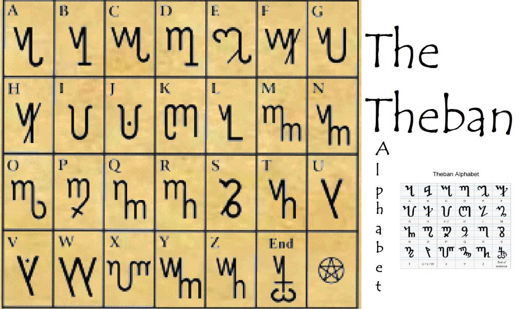 Theban Alphabet Chart Download Oppidan Library 9424