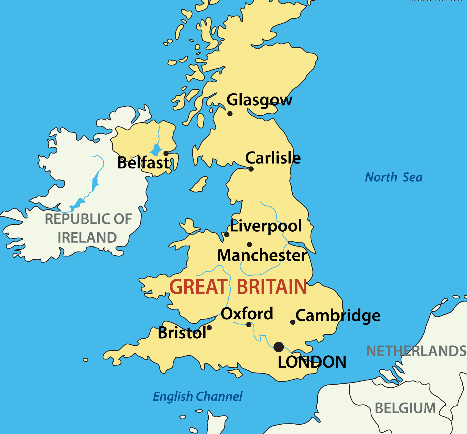 Uk Map With Main Cities - United States Map