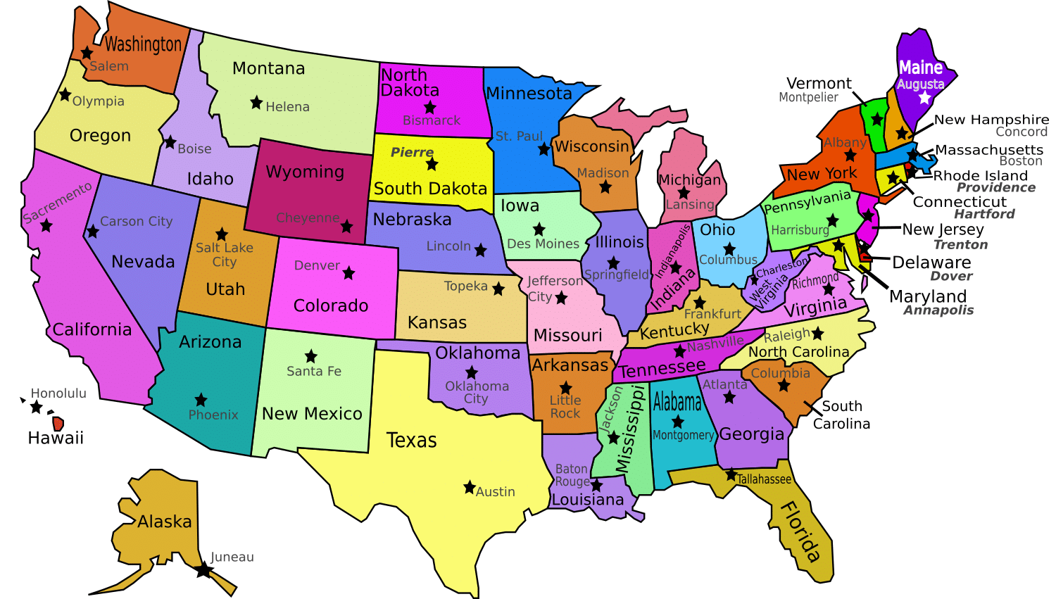 US Map Labeled