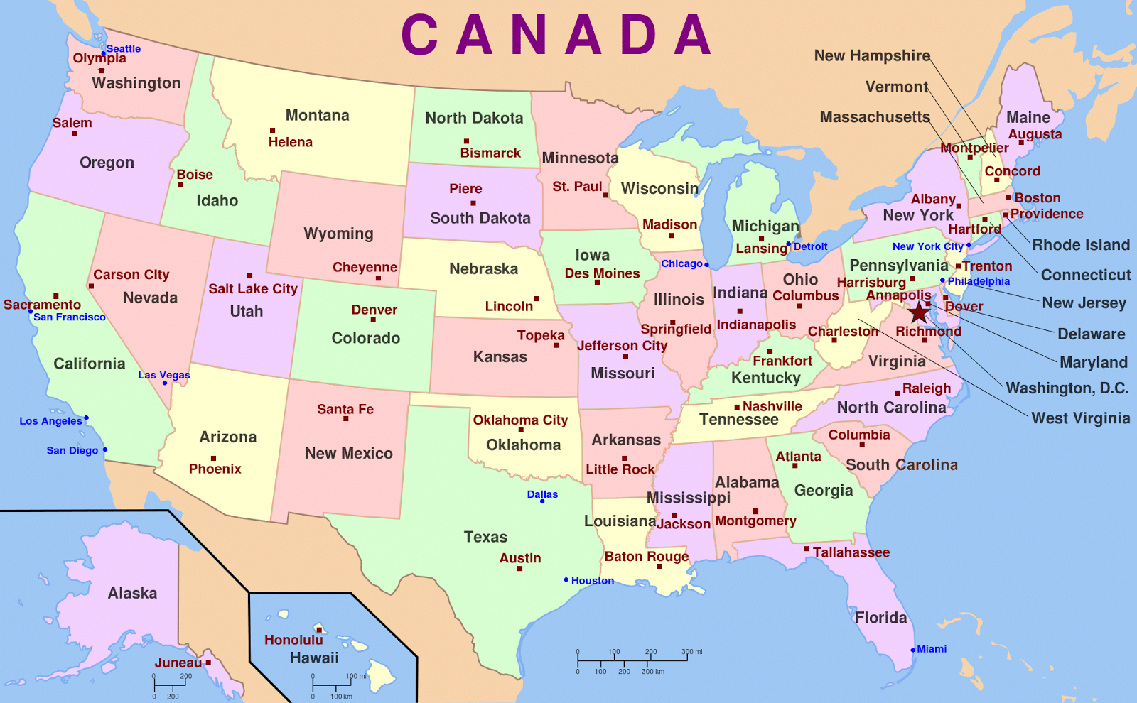 USA Map Cities Image