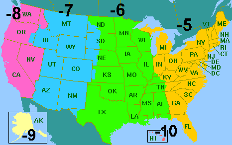 USA Map Time Zone