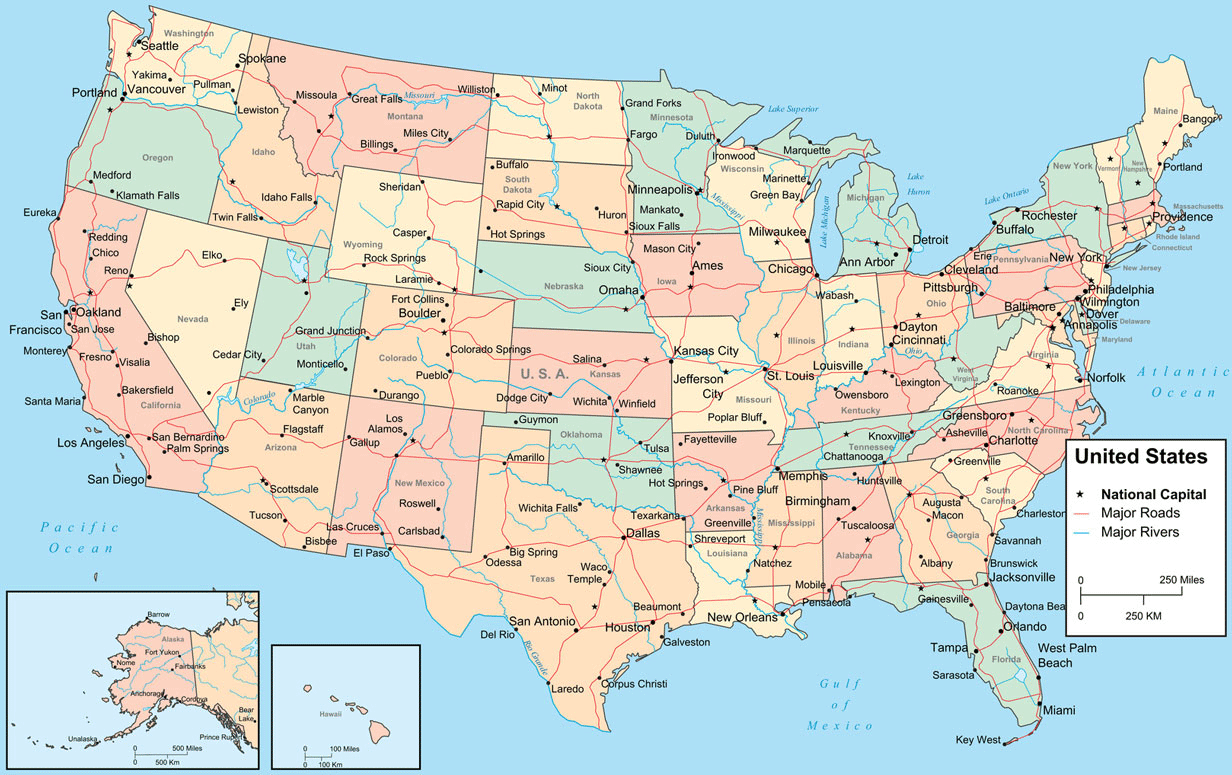 USA State City Map.