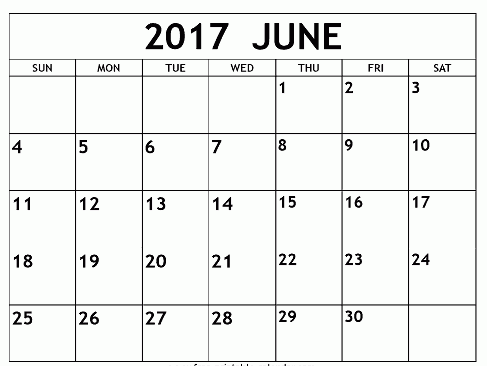 Calendar For June 2017