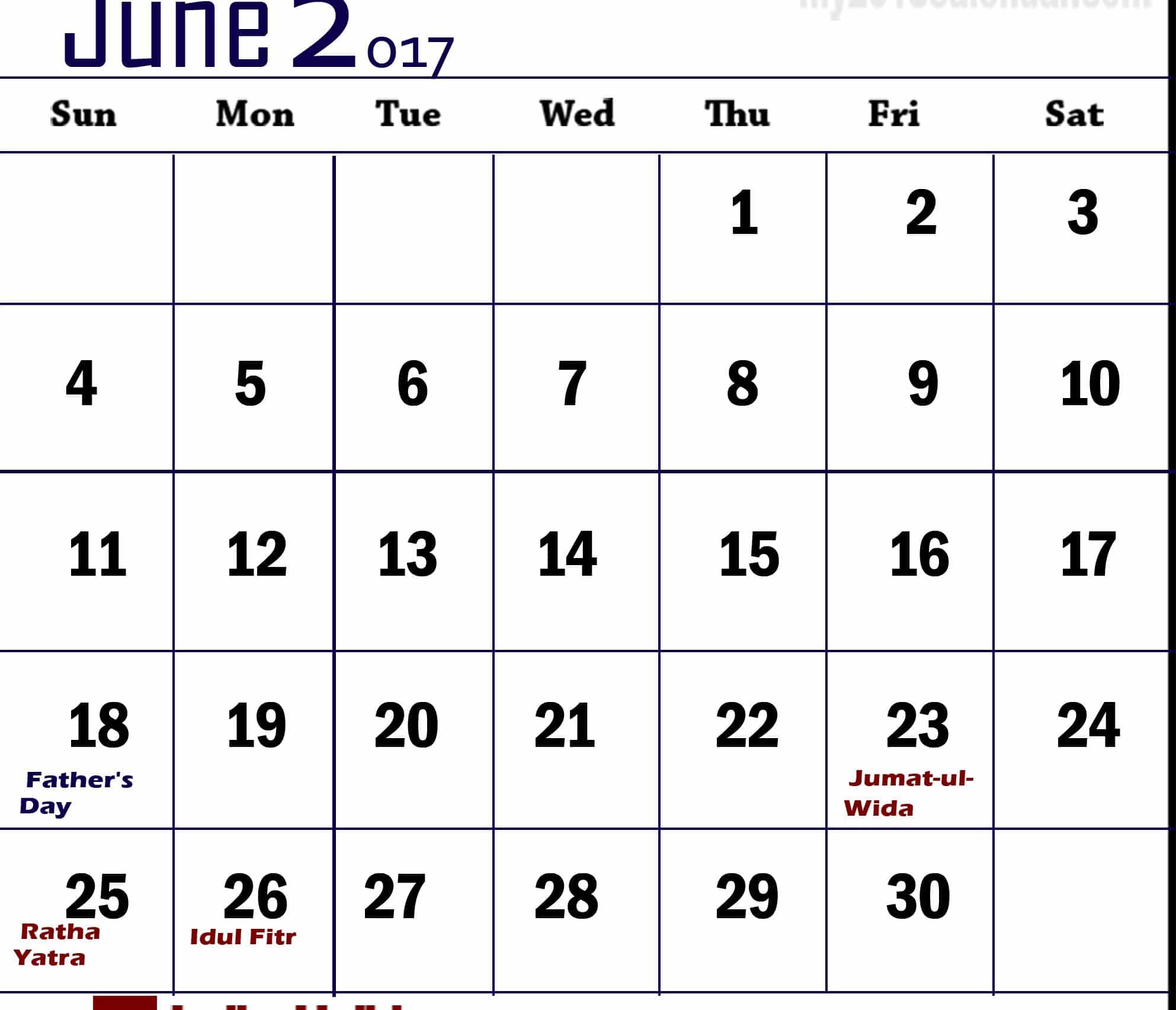 Free June 2017 calendar Photo