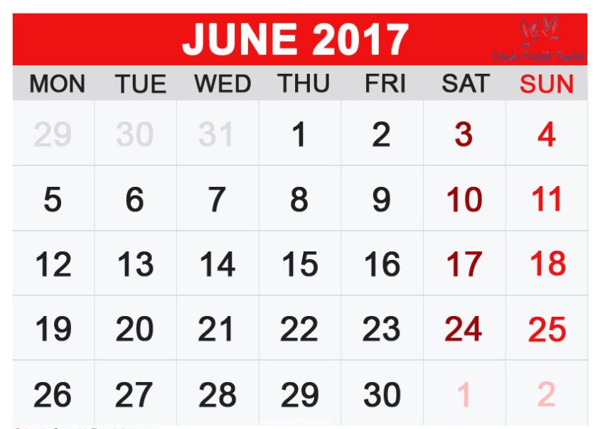 June 2017 Calendar In Tamil