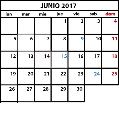 June 2017 Calendar In Spanish