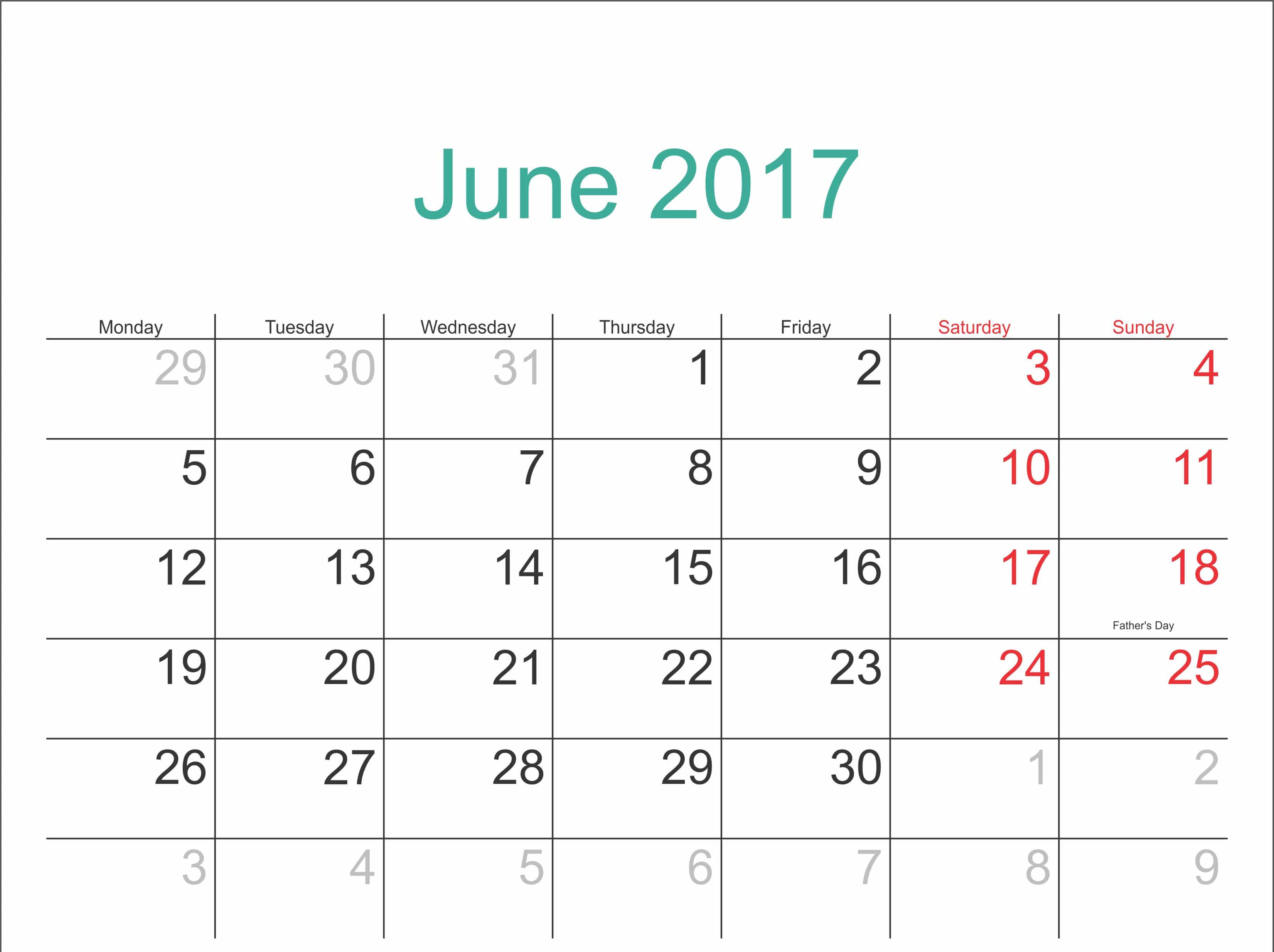 June 2017 Calendar In Telugu