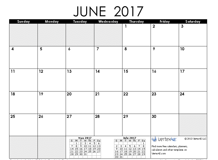 June 2017 Printable Calendar With Holidays Image USA