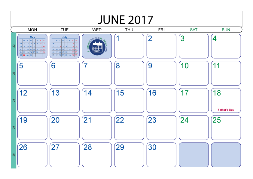 June 2017 Printable Calendar With Holidays India