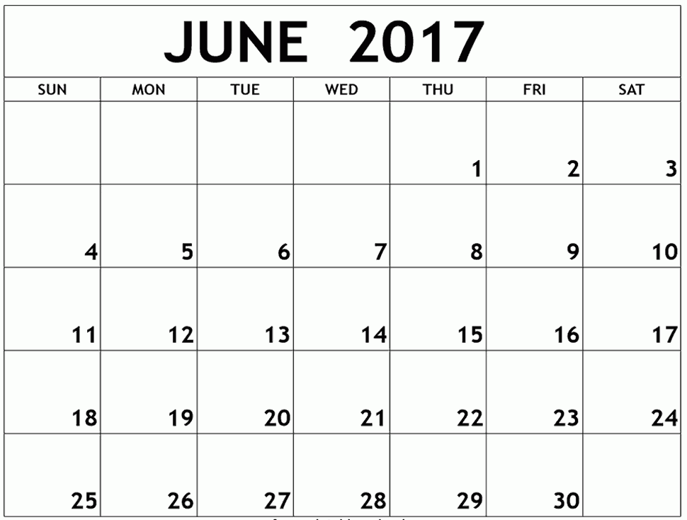 June 2017 Printable Calendar With Holidays UK