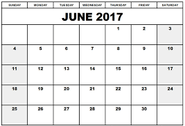 June Calendar 2017 Free Template Download