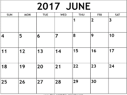 June Calendar 2017 Printable Download