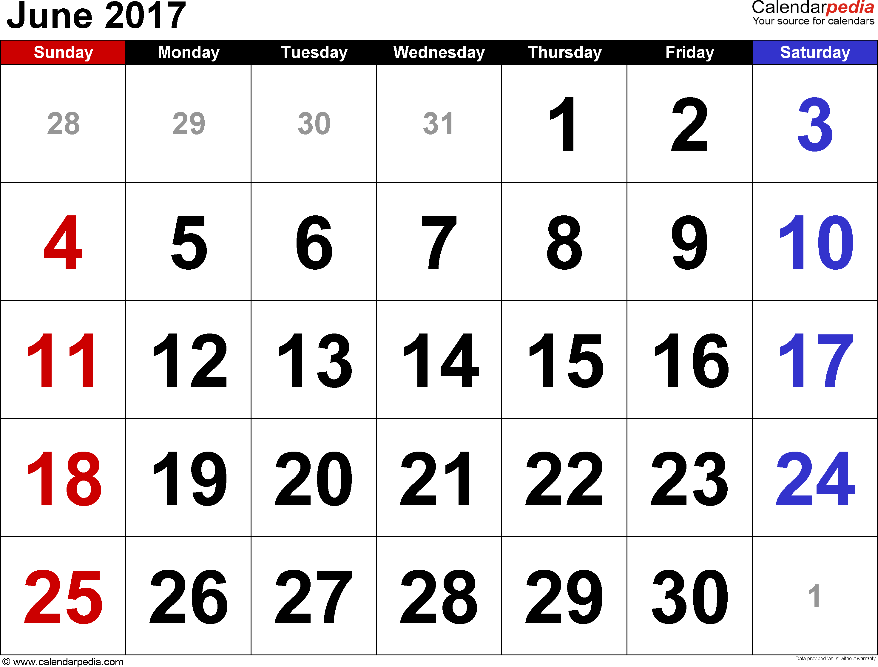 June Calendar 17 Template Oppidan Library