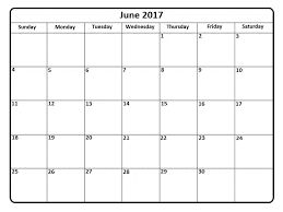 June Calendar 2017 Template Download