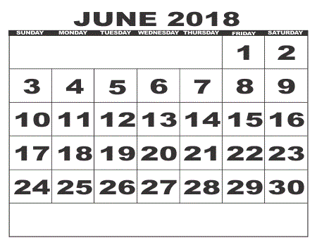 Printable June Calendar for 2017 Template