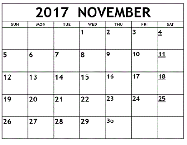 Download 2017 November Calendar
