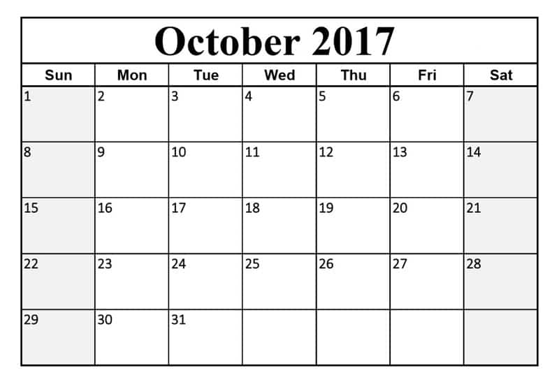 Download October 2017 Calendar