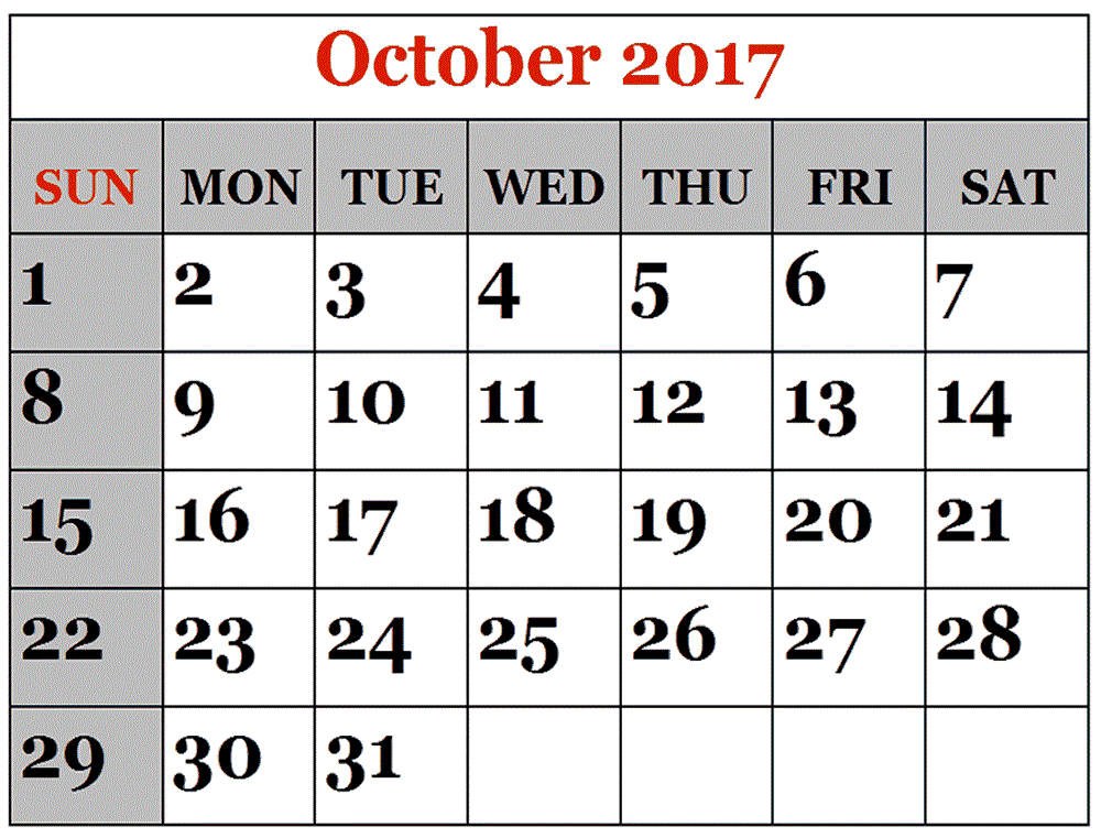 Download free October Calendar