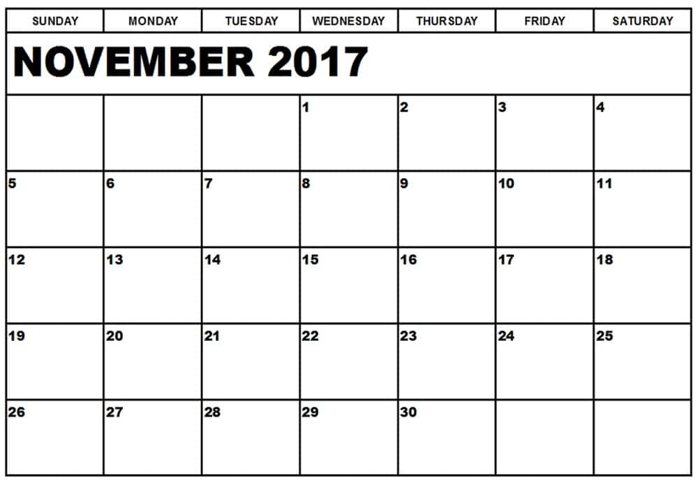 Get November 2017 Calendar