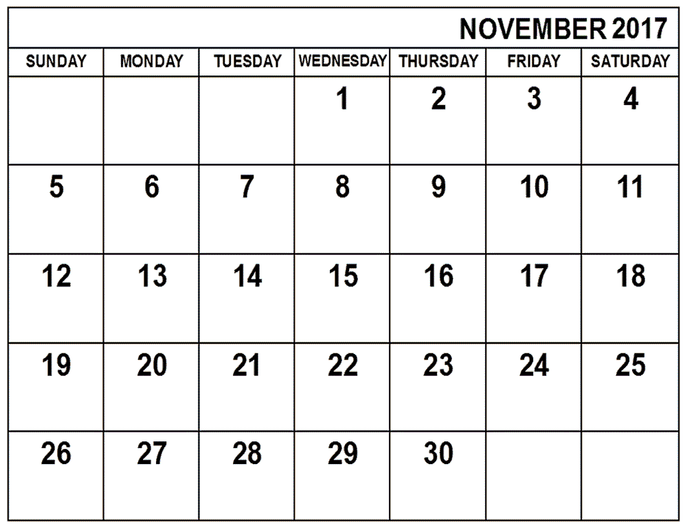 2017 November Calendar Doc