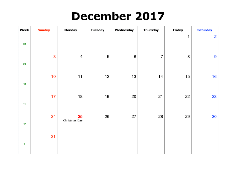 December 2017 Calendar With Holidays PNG