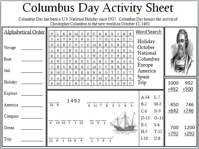 Columbus day activities