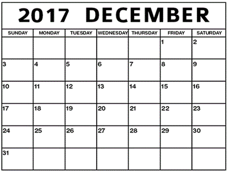 December 2017 Calendar