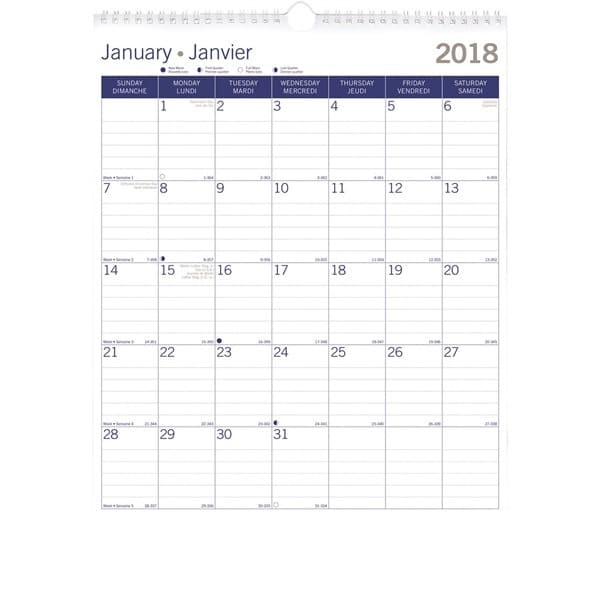 Lunar Calendar January 2018