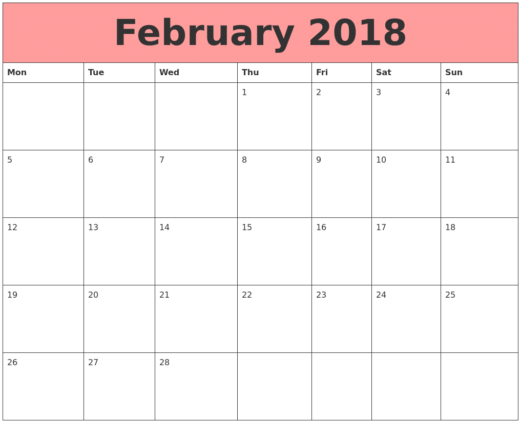 February 2018 Calendar
